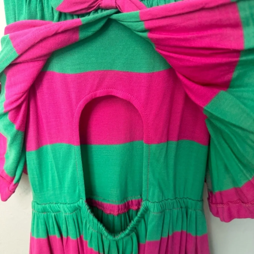 RALPH LAUREN Striped Jersey Knit Sleeveless Dress Pink & Green Loose Fit M 8/10
